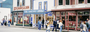 People in Front of Stores, Skagway, Alaska, USA