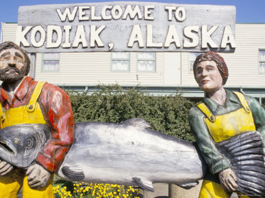 Welcome Sign, Kodiak Island, Kodiak, Alaska, USA