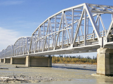 Steel Truss Bridge, Alaska Highway Over Gerstle River, Alaska, USA