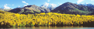 Long Lake and Chugach Mountains, Alaska, USA