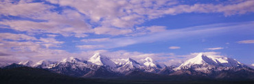 Snow Covered Peaks, Mt. Mather and Mt. Brooks, Denali National Park, Alaska, USA